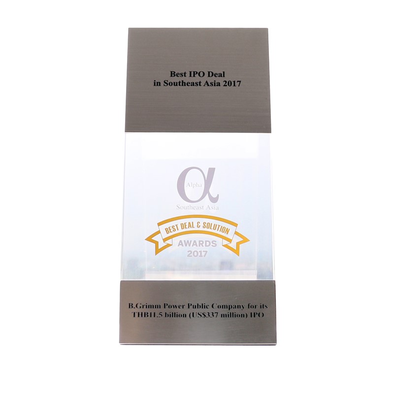 บี.กริม เพาเวอร์ 'BGRIM' รับรางวัล "Best IPO Deal in Southeast Asia 2017"