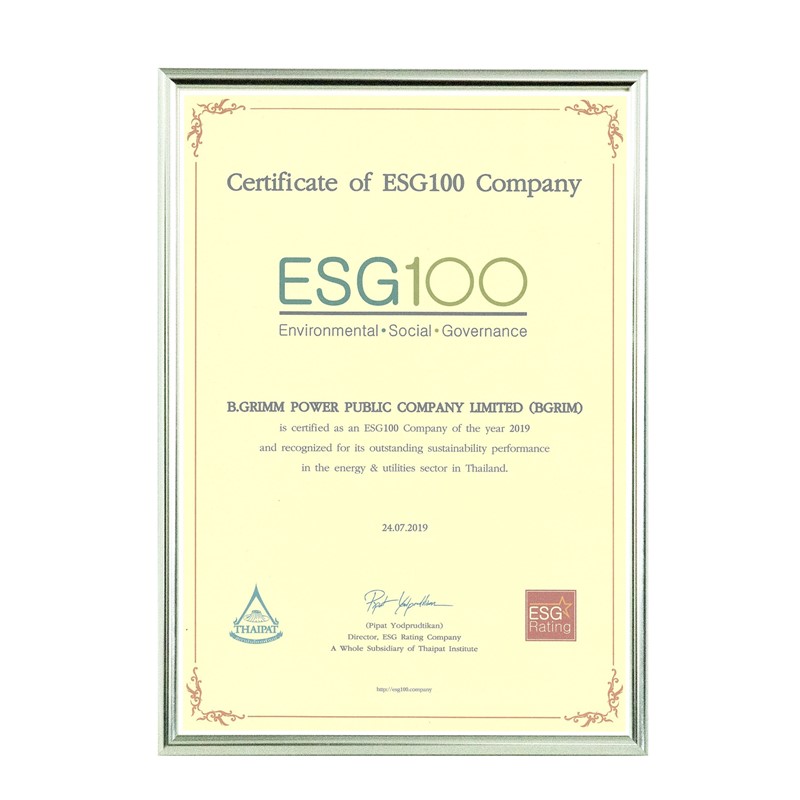 บี.กริม เพาเวอร์ ผลงานเด่นคว้าหุ้นยั่งยืน ESG 100 ต่อเนื่อง 2 ปีซ้อน