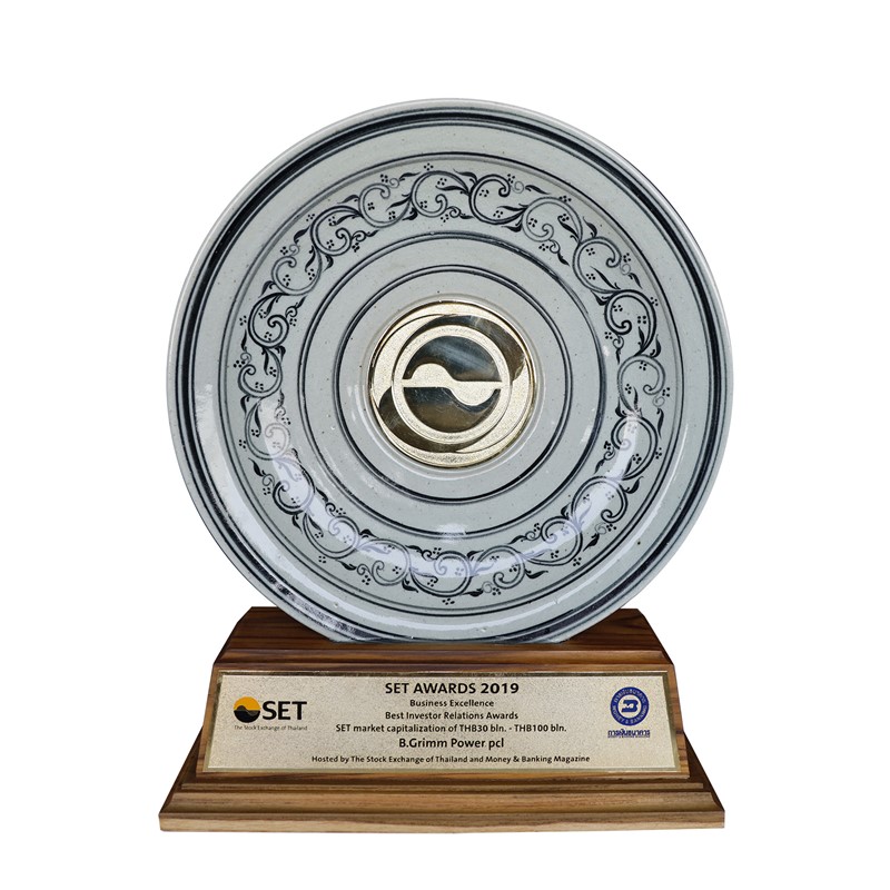 บี.กริม เพาเวอร์ รับรางวัลนักลงทุนสัมพันธ์ยอดเยี่ยม และ หุ้นยั่งยืน THSI 2019
