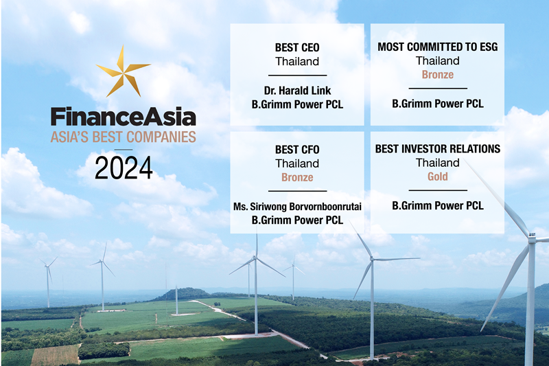 บี.กริม เพาเวอร์ รับ 4 รางวัลจากงาน FinanceAsia - Asia’s Best Companies 2024