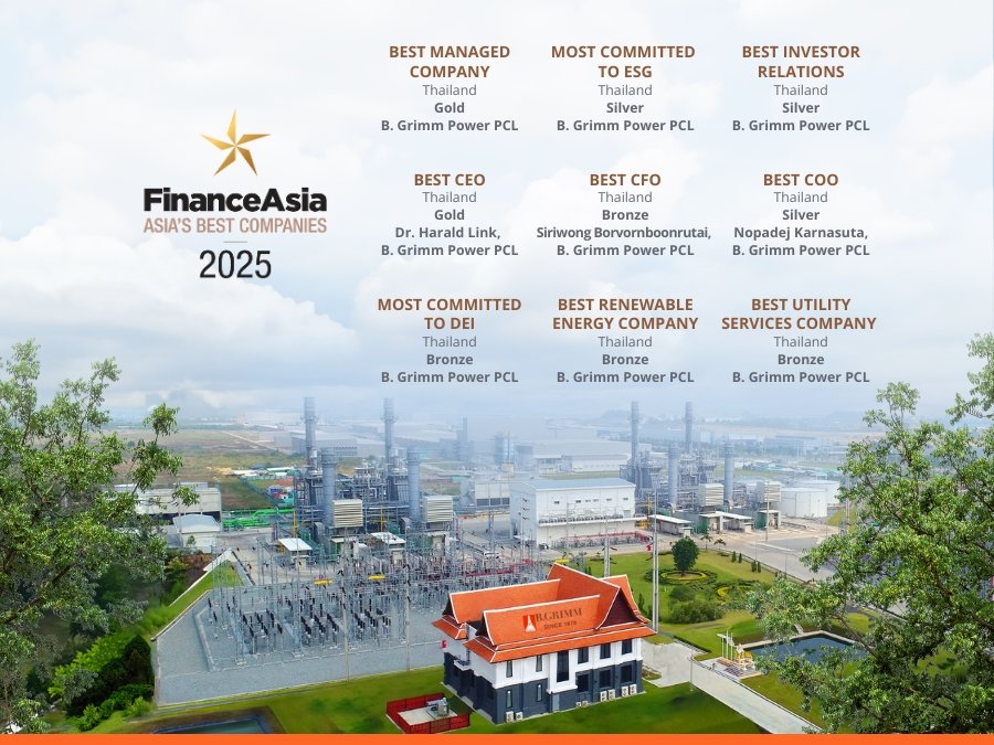 บี.กริม เพาเวอร์ รับ 9 รางวัล จากงาน FinanceAsia - Asia’s Best Companies 2025