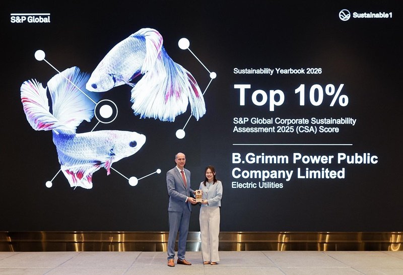 B.Grimm Power is listed in the S&P Global Sustainability Yearbook 2026 at the top 10% of the Electric Utilities sector.